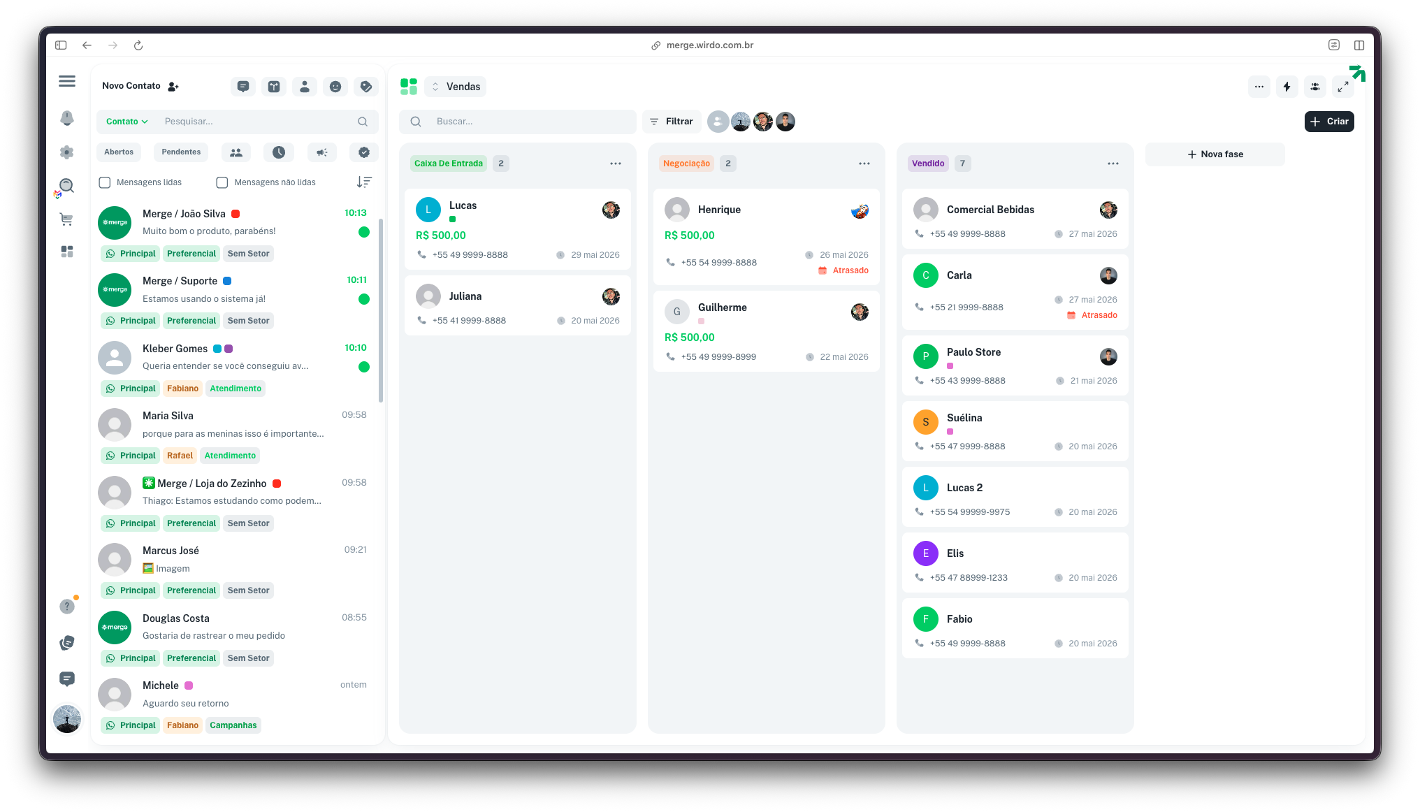 Plataforma Merge — CRM e WhatsApp