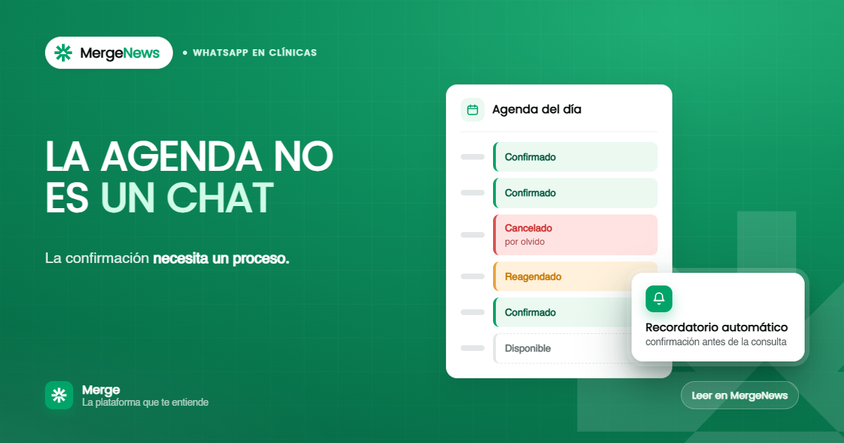 Recepción de clínica organizando la atención por WhatsApp