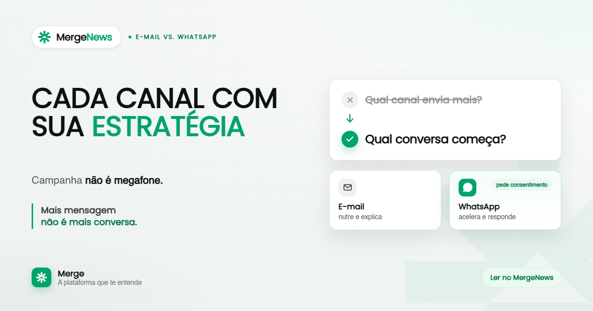 Comparação entre campanhas de e-mail e campanhas de WhatsApp